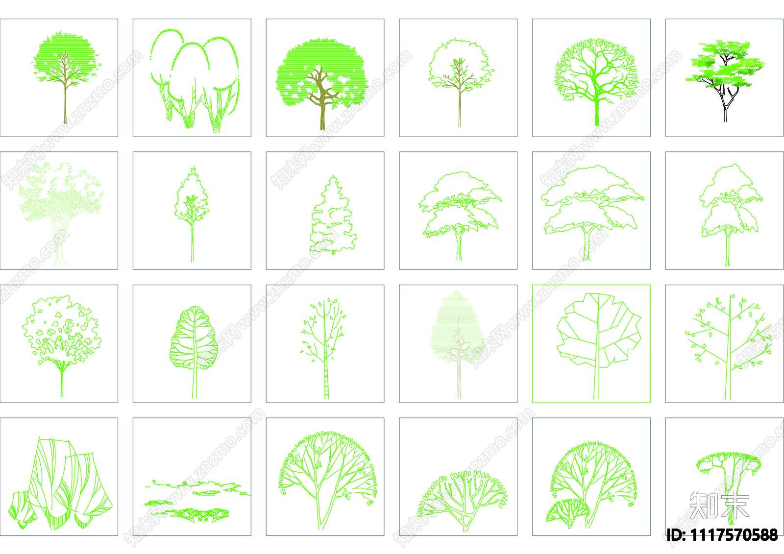 原创室外植物立面图CAD模板，植物CAD设计图纸下载 - 易图网