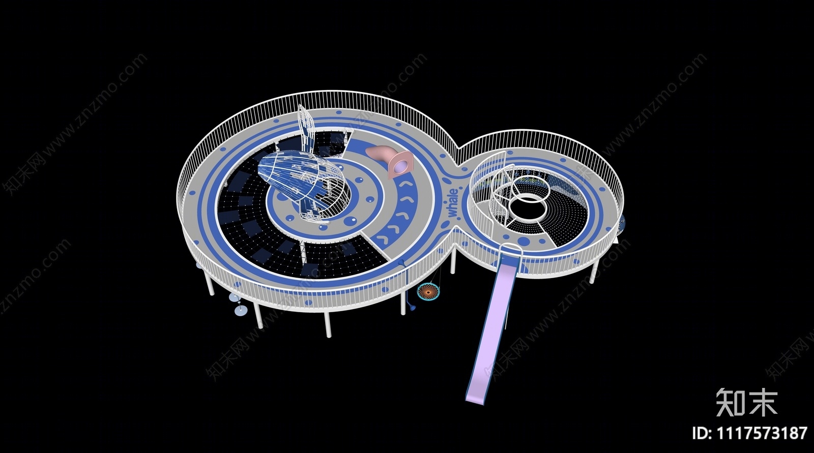 鲸鱼主题儿童爬网SU模型下载【ID:1117573187】
