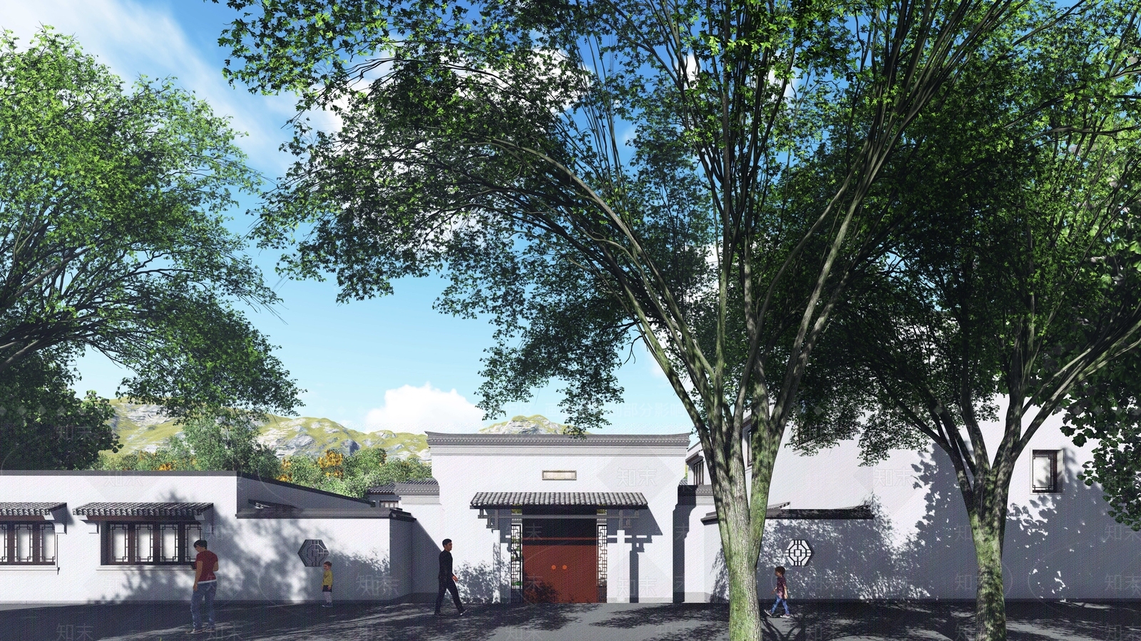 中式徽派四合院SU模型下载【ID:1117640537】