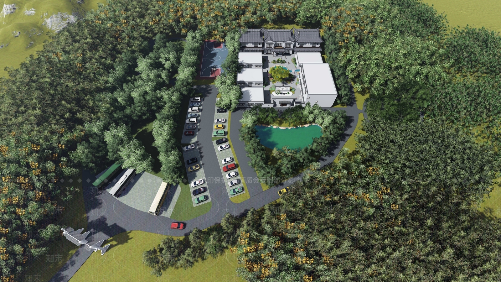 中式徽派四合院SU模型下载【ID:1117640537】