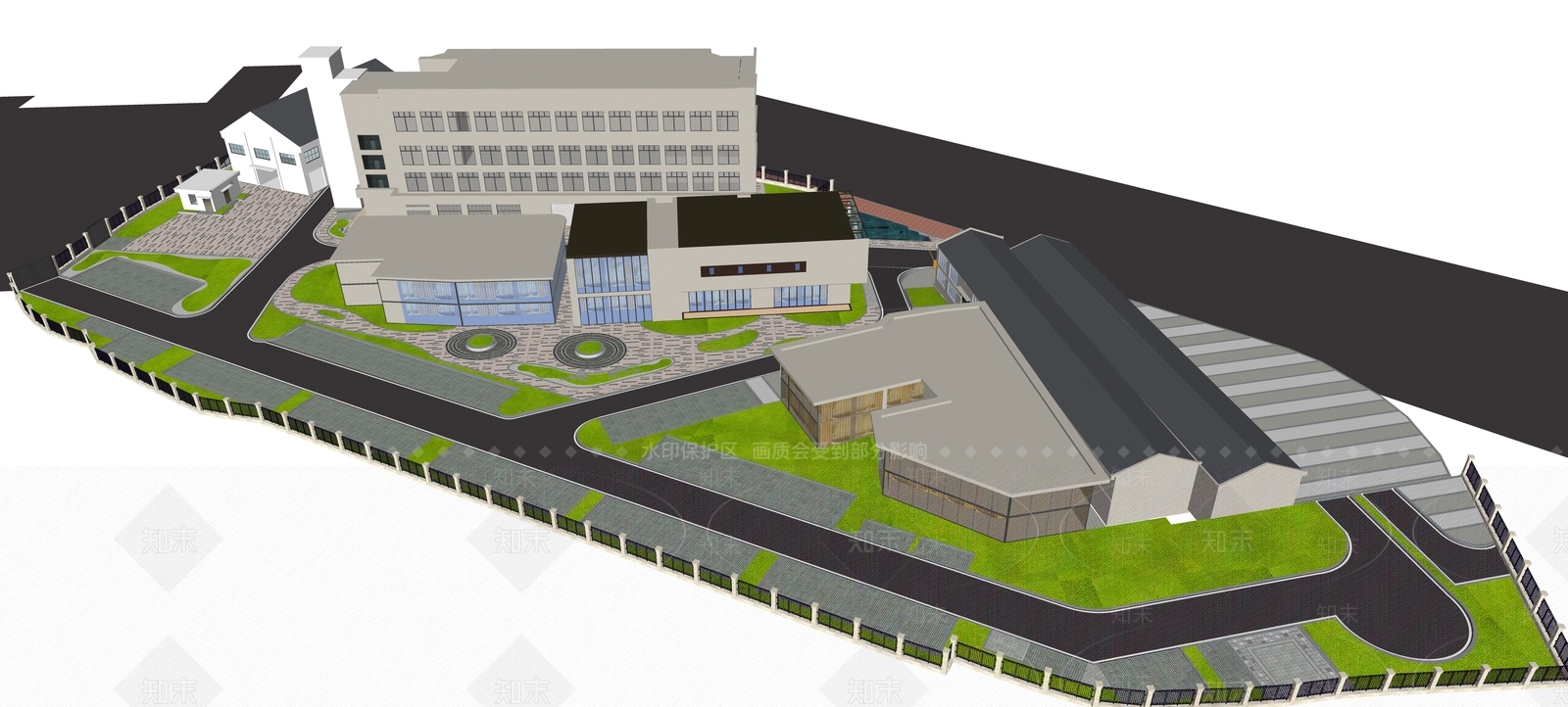 现代汽车产业园景观SU模型下载【ID:1117588931】