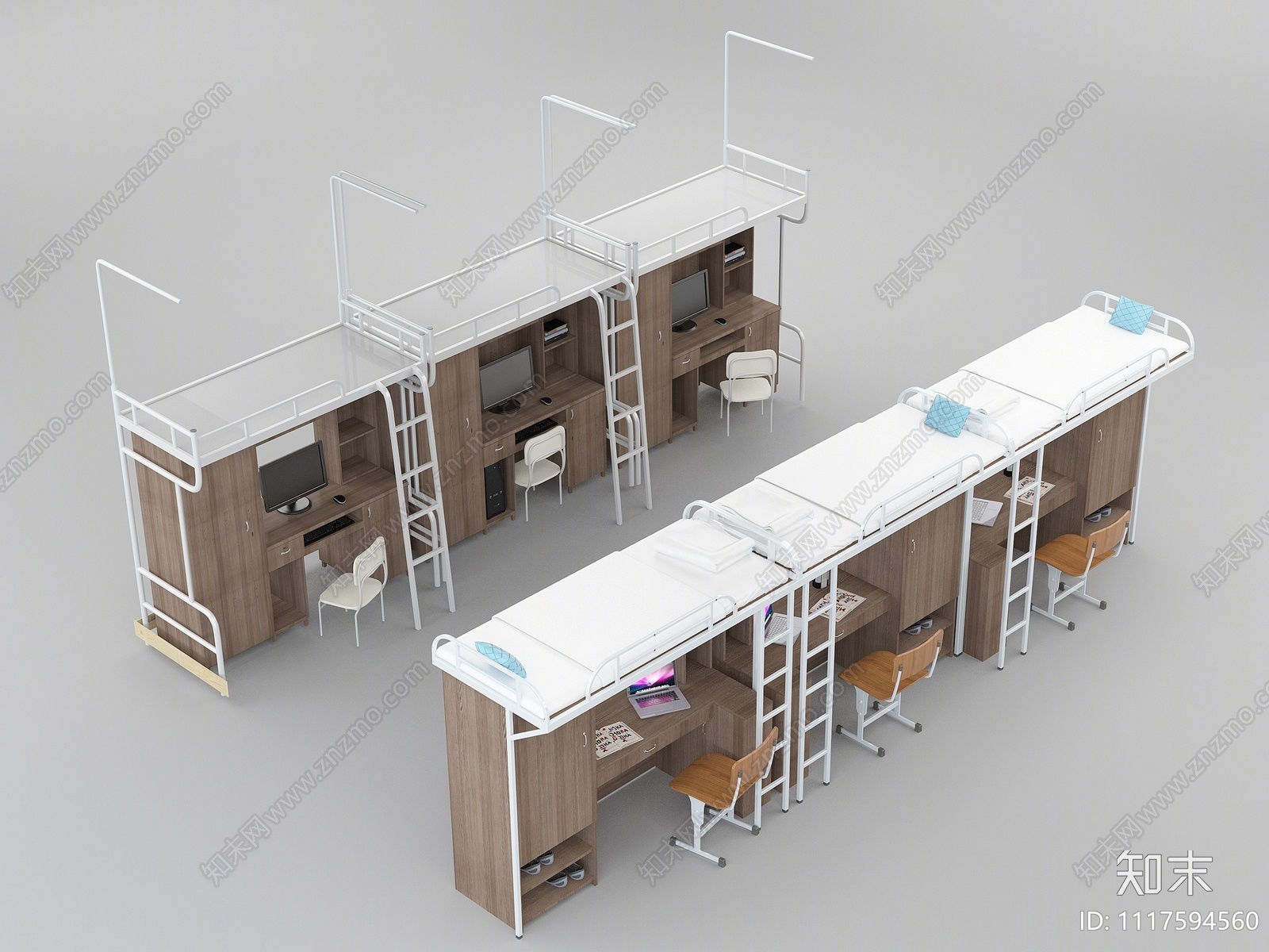 现代学生宿舍床3D模型下载【ID:1117594560】