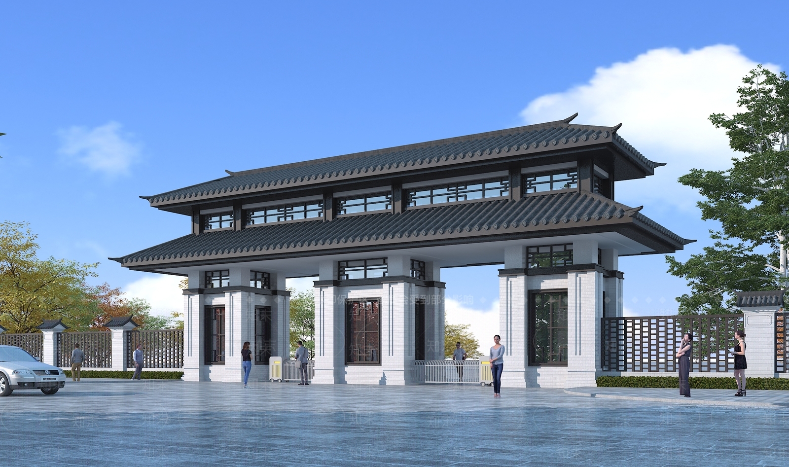 新中式入口大门3D模型下载【ID:1117595978】