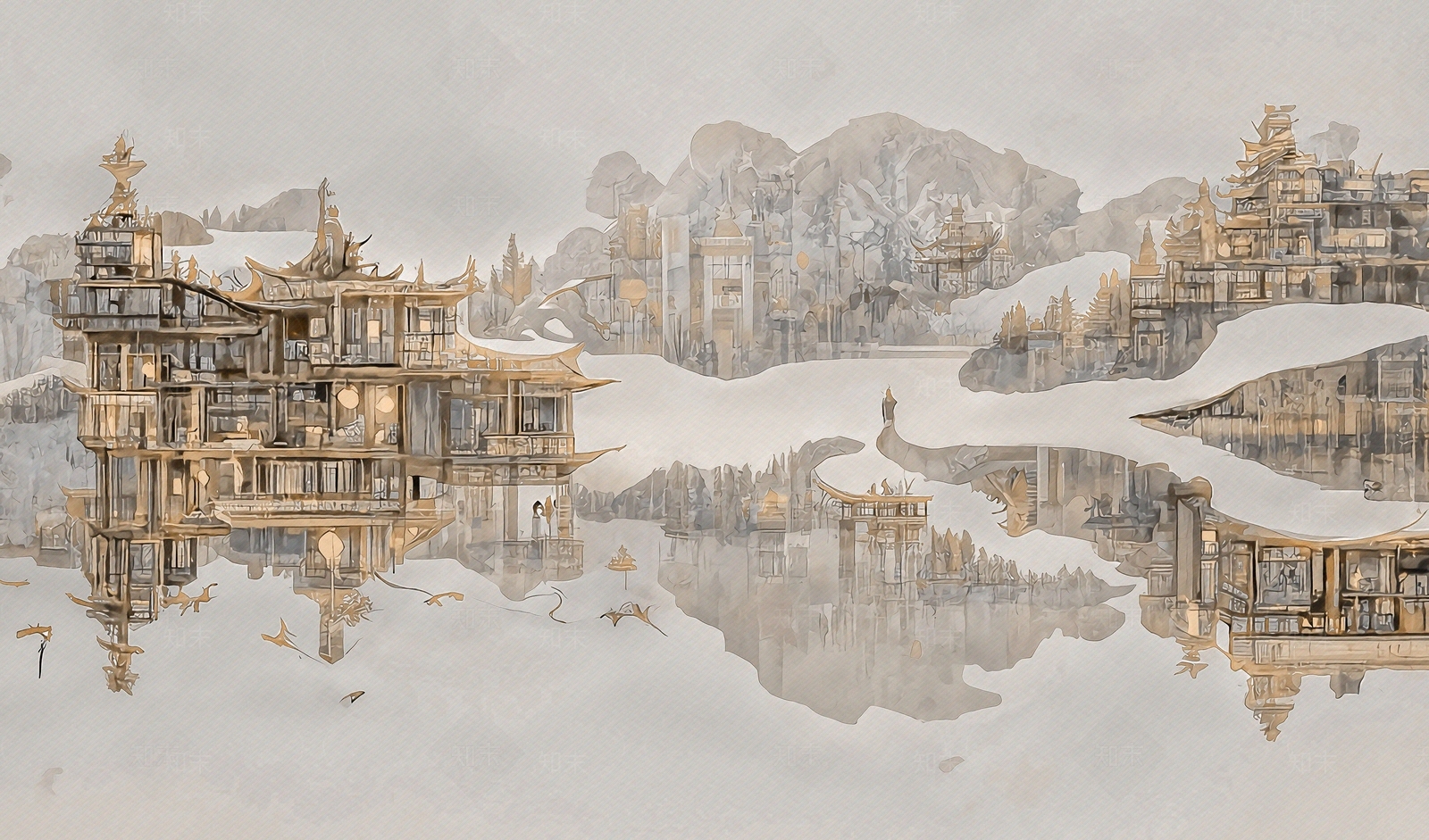 新中式抽象装饰画贴图下载【ID:1117598260】