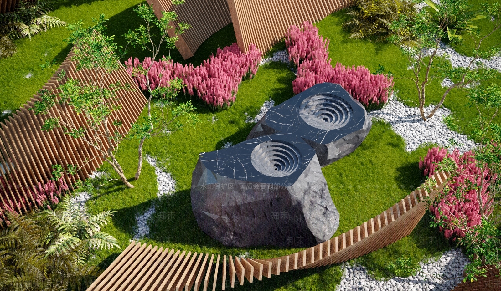 新中式黑山石水钵3D模型下载【ID:1117598916】