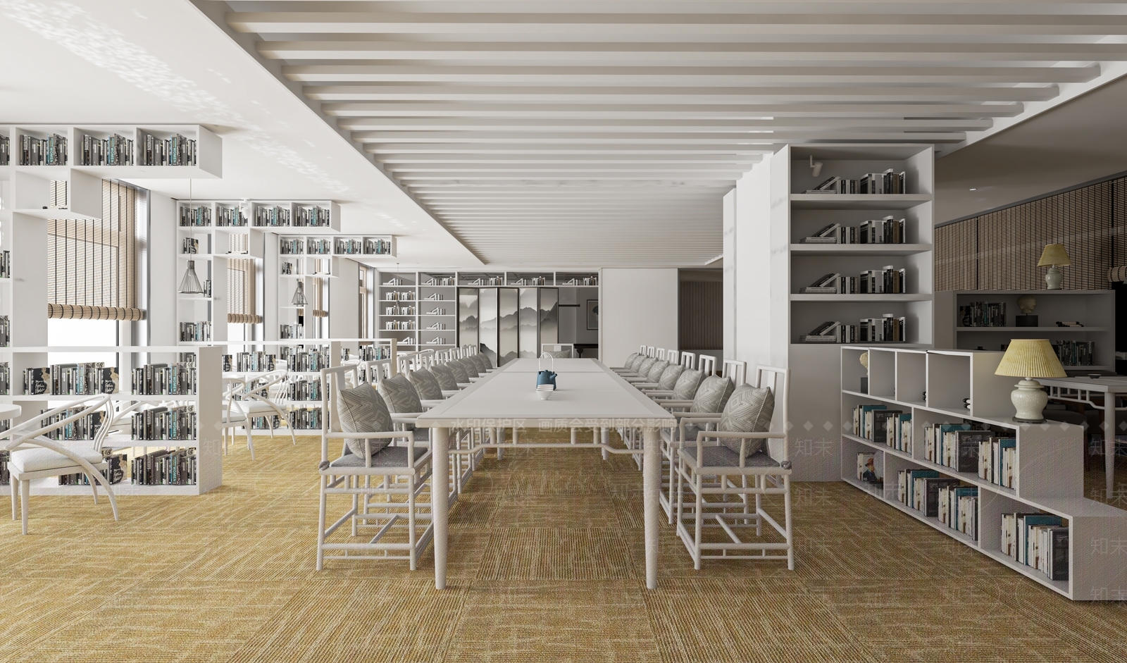 新中式图书馆SU模型下载【ID:1117598904】