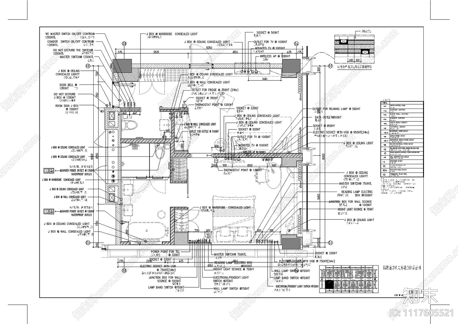 希尔顿花园酒店客房层设计施工图施工图下载【ID:1117605521】