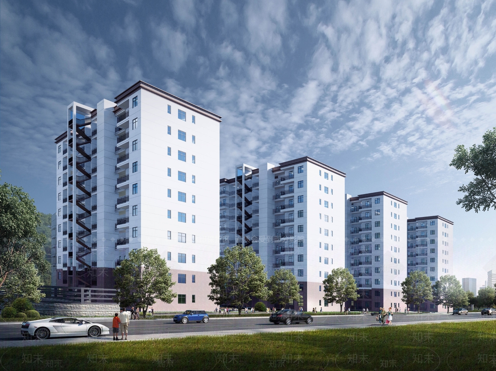现代多层住宅SU模型下载【ID:1117606408】