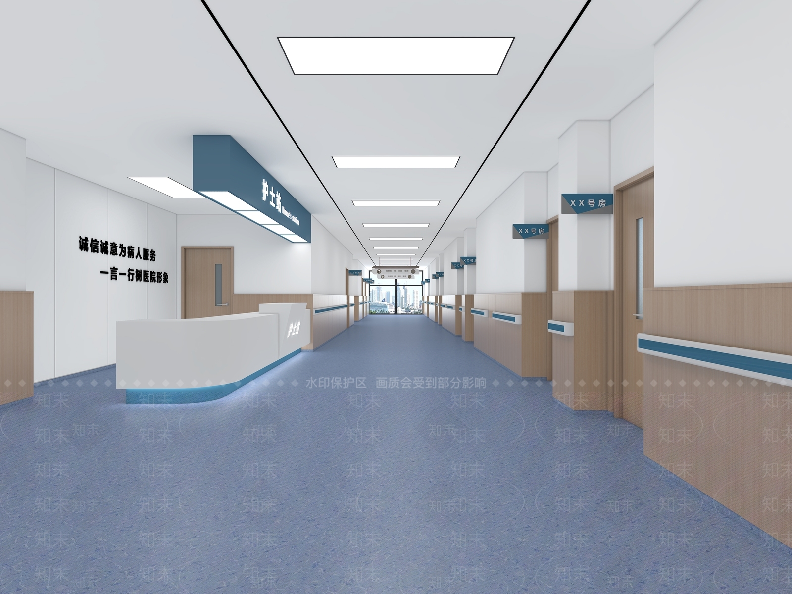 现代医院走廊3D模型下载【ID:1117730514】