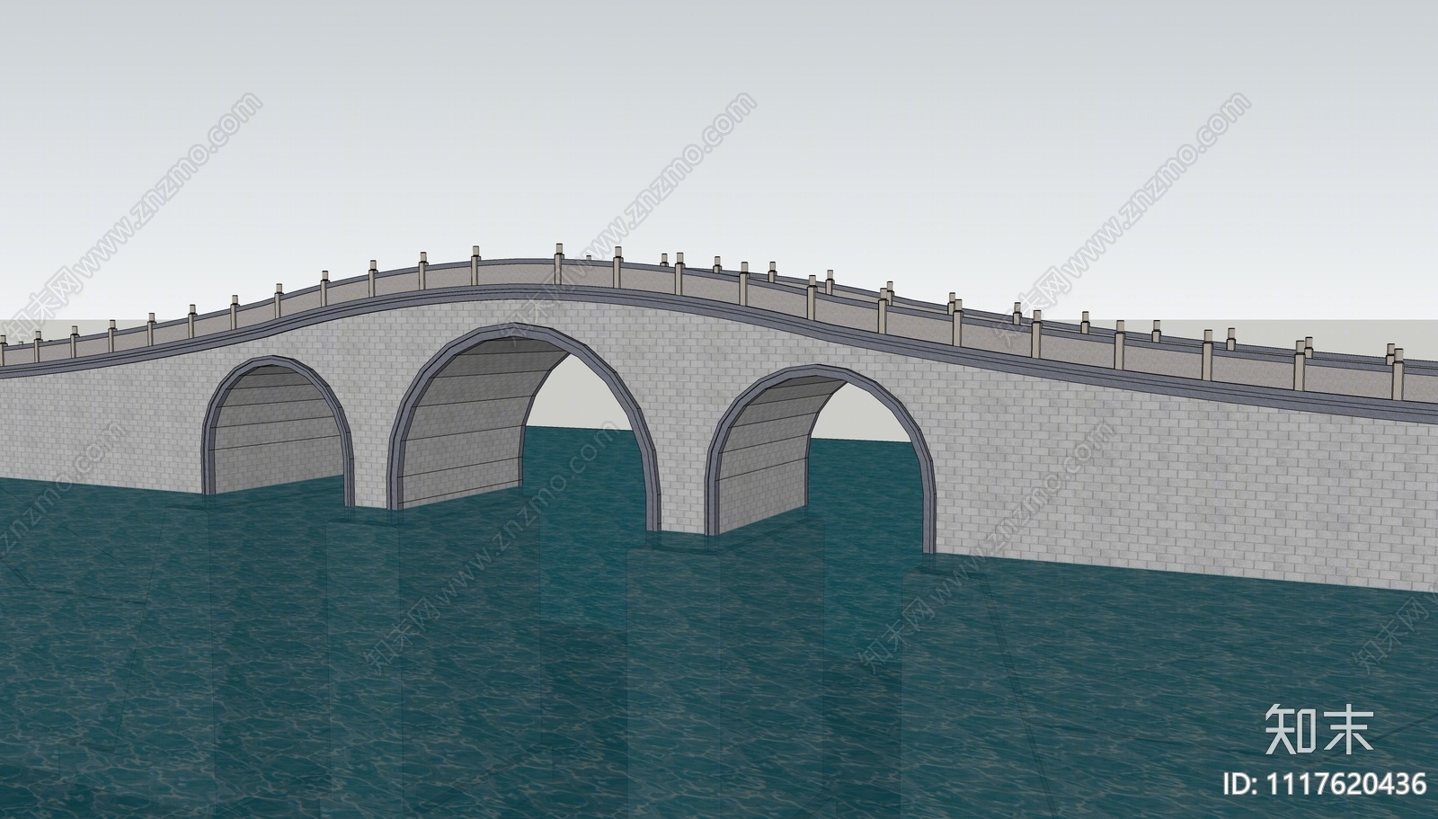 新中式景观桥SU模型下载【ID:1117620436】