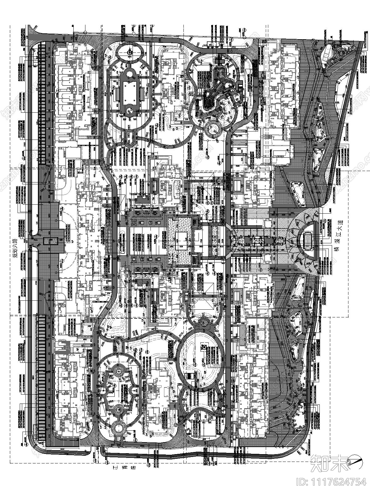 小区居住区景观施工图cad施工图下载【ID:1117624754】