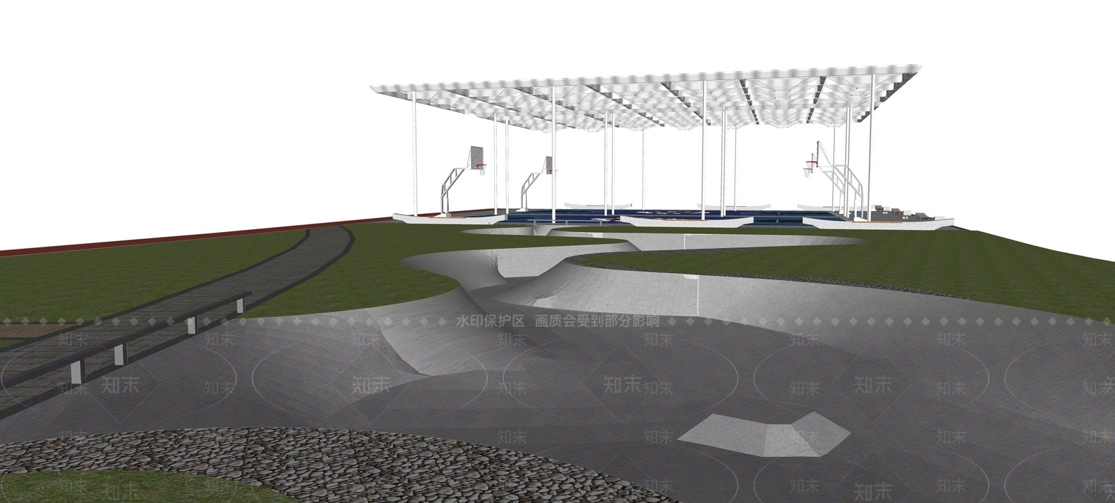 现代城市运动主题公园SU模型下载【ID:1117629073】