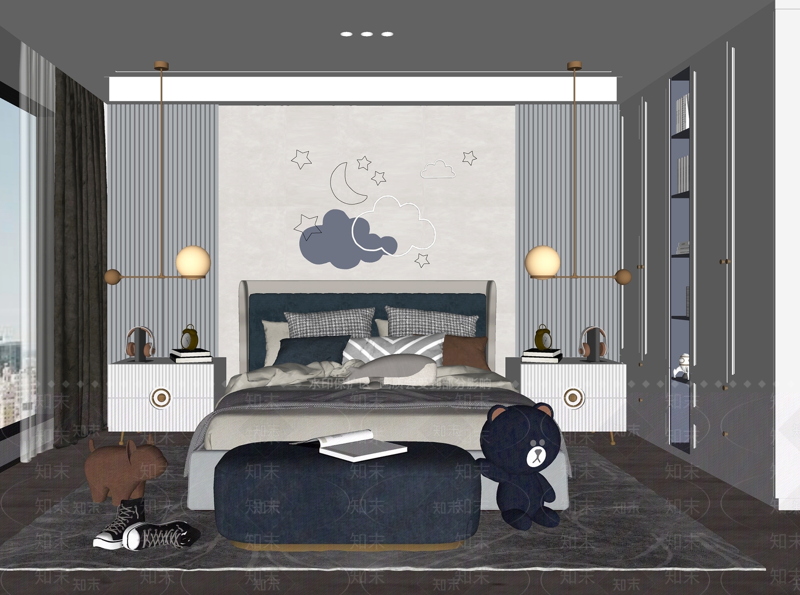 现代儿童房SU模型下载【ID:1117630089】