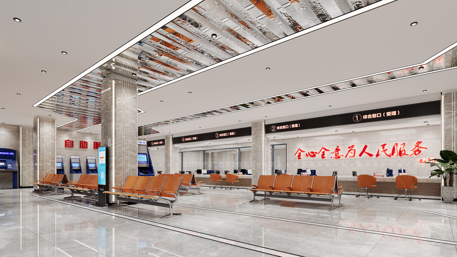 现代办事大厅SU模型下载【ID:1117638735】