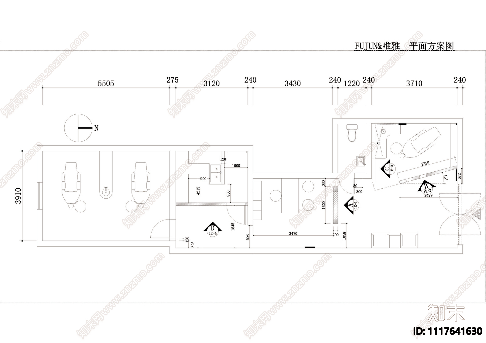 牙科诊所建筑装修图施工图cad施工图下载【ID:1117641630】