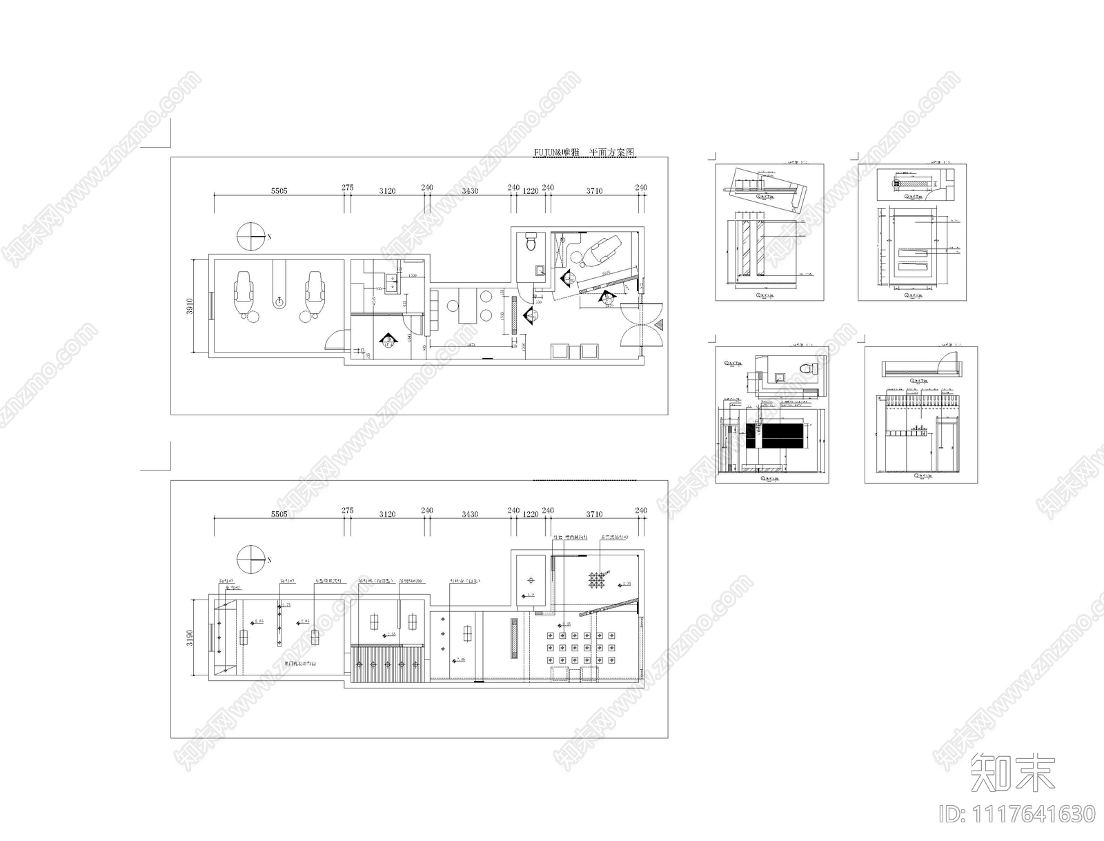 牙科诊所建筑装修图施工图cad施工图下载【ID:1117641630】