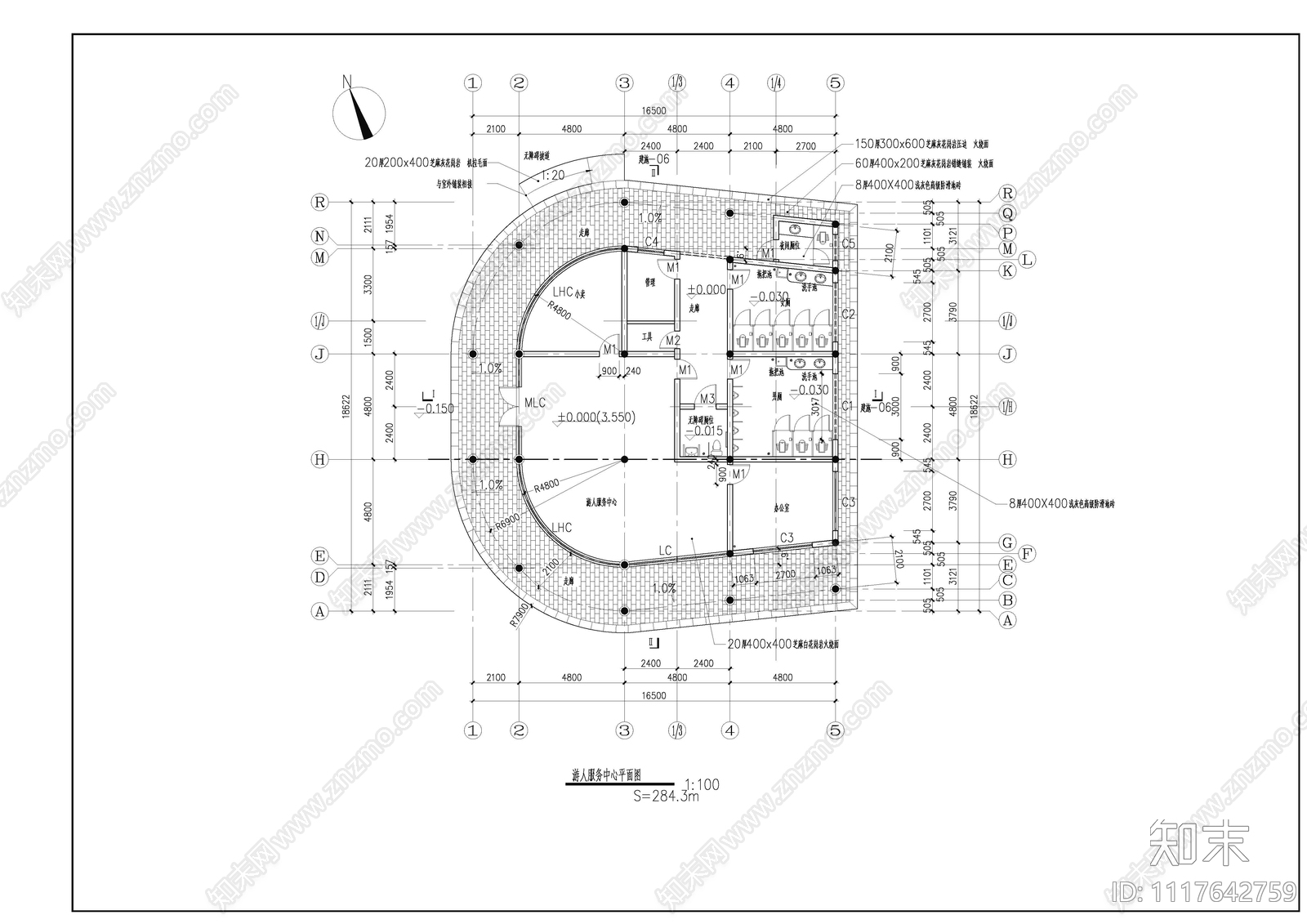 游客中心建筑设计施工图cad施工图下载【ID:1117642759】