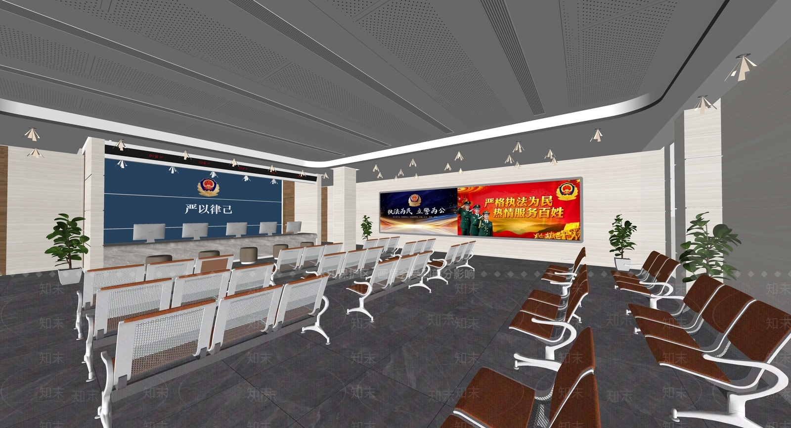 现代办事大厅SU模型下载【ID:1117644967】