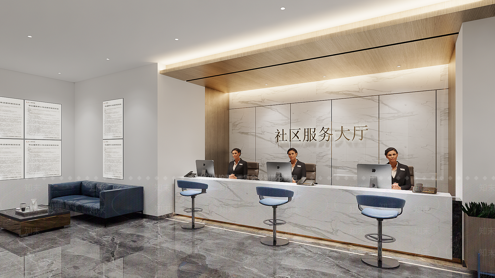 现代办事大厅SU模型下载【ID:1117647359】