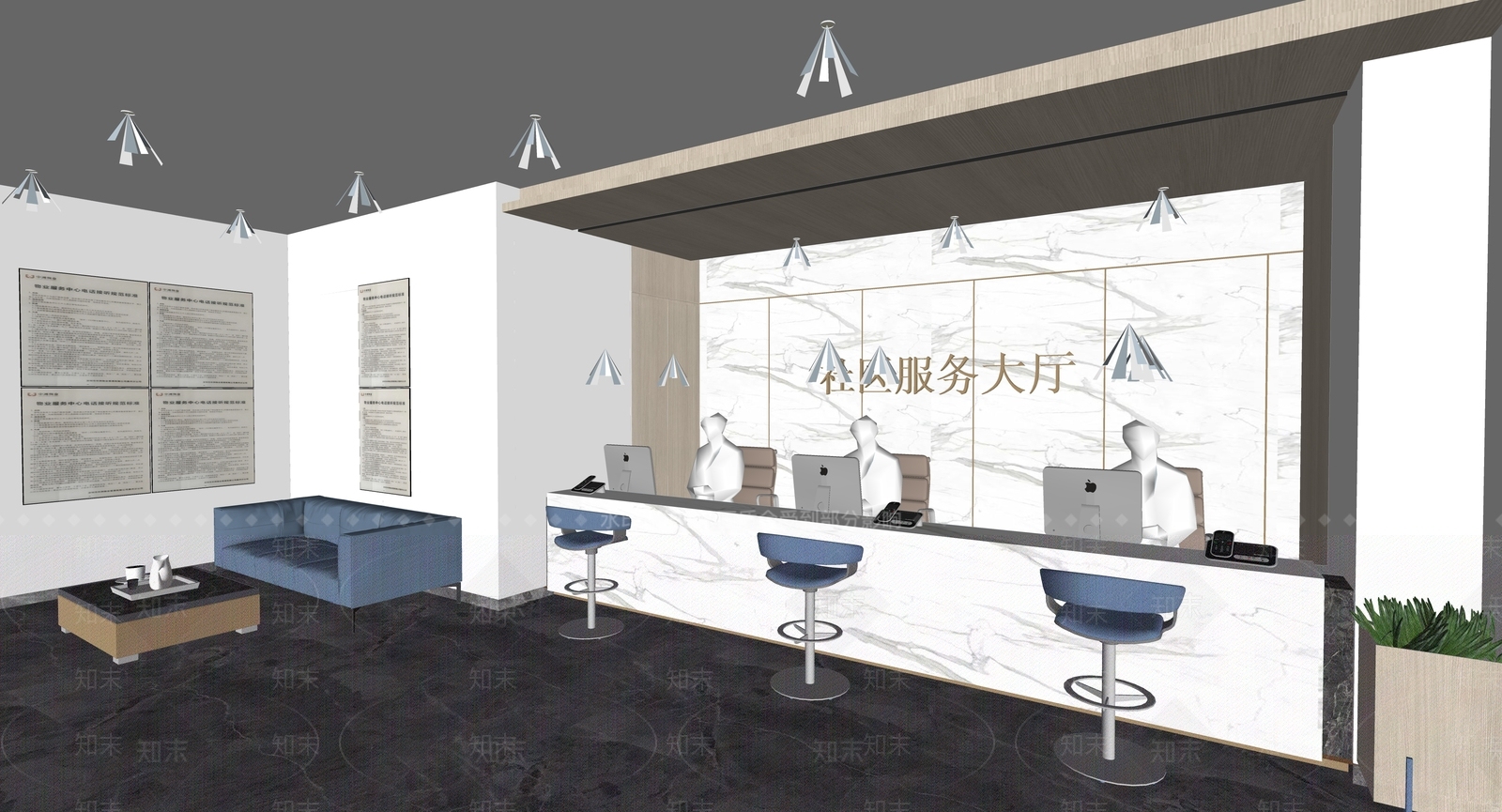 现代办事大厅SU模型下载【ID:1117647359】