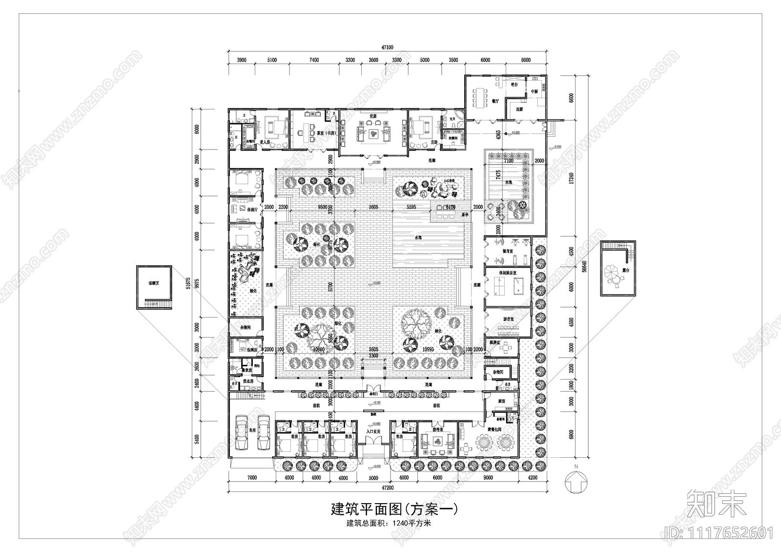 私人四合院总平面布置图施工图下载【ID:1117652601】