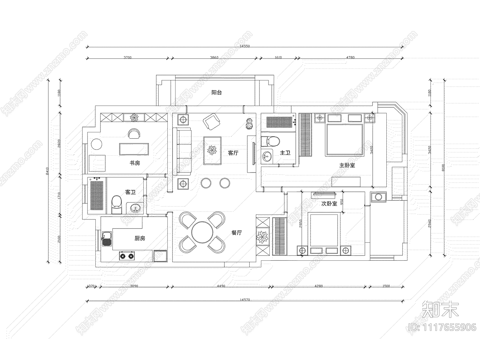 现代简约14套室内家装施工图施工图下载【ID:1117655906】