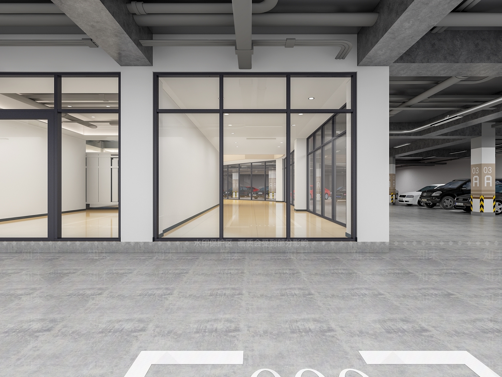 现代地下停车场3D模型下载【ID:1117886941】