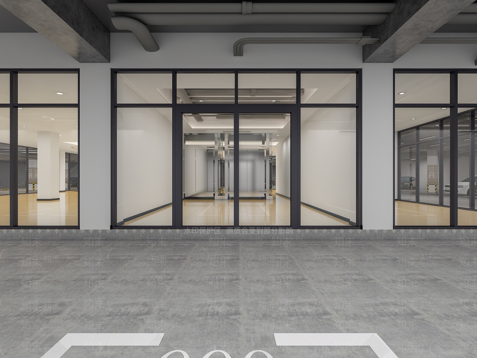 现代地下停车场3D模型下载【ID:1117886941】