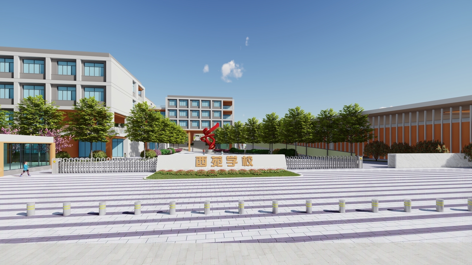 现代学校SU模型下载【ID:1118368993】
