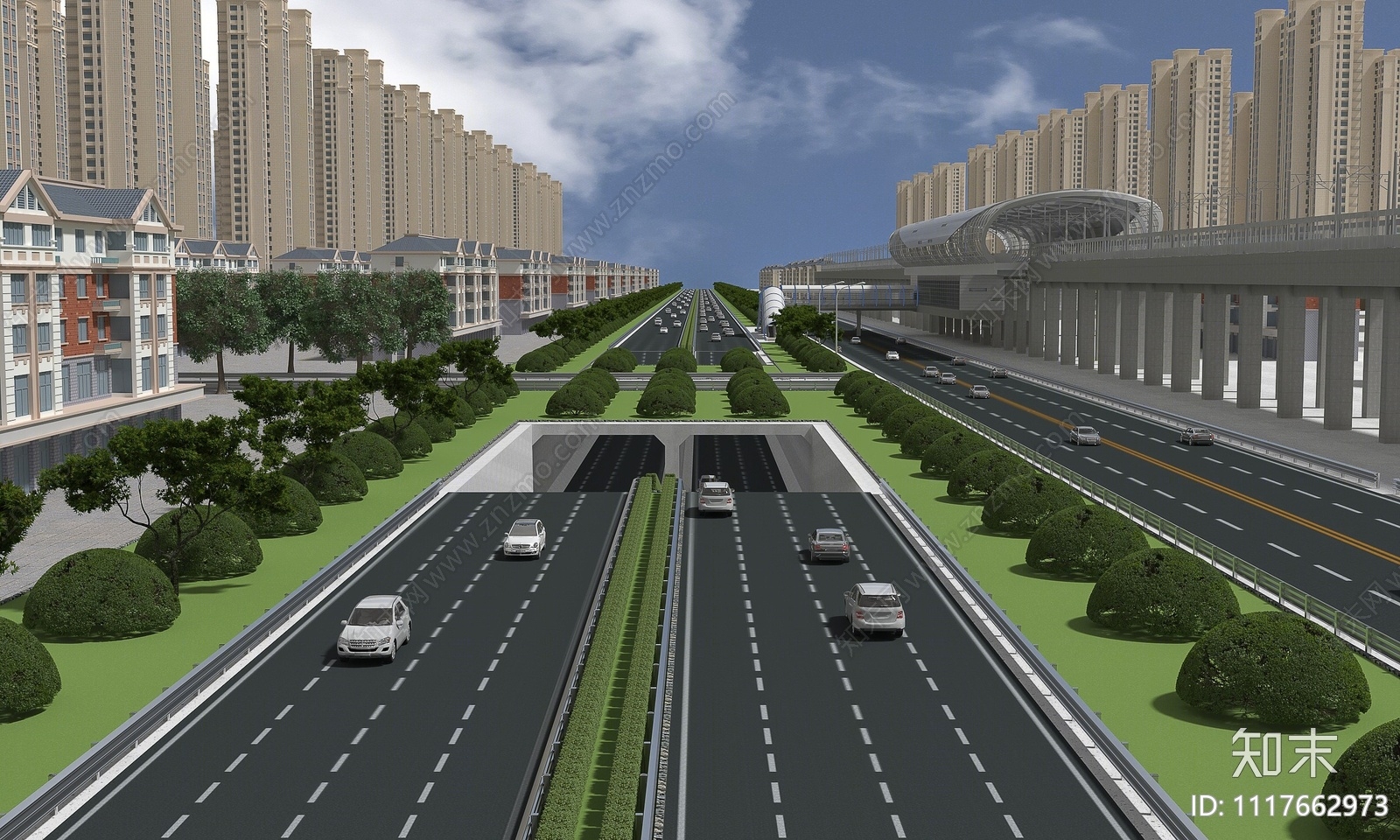 现代城市道路3D模型下载【ID:1117662973】