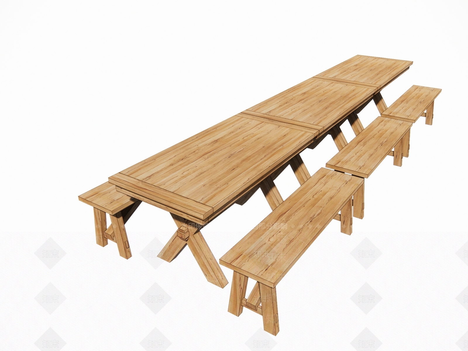 现代食堂餐桌椅SU模型下载【ID:1117668545】