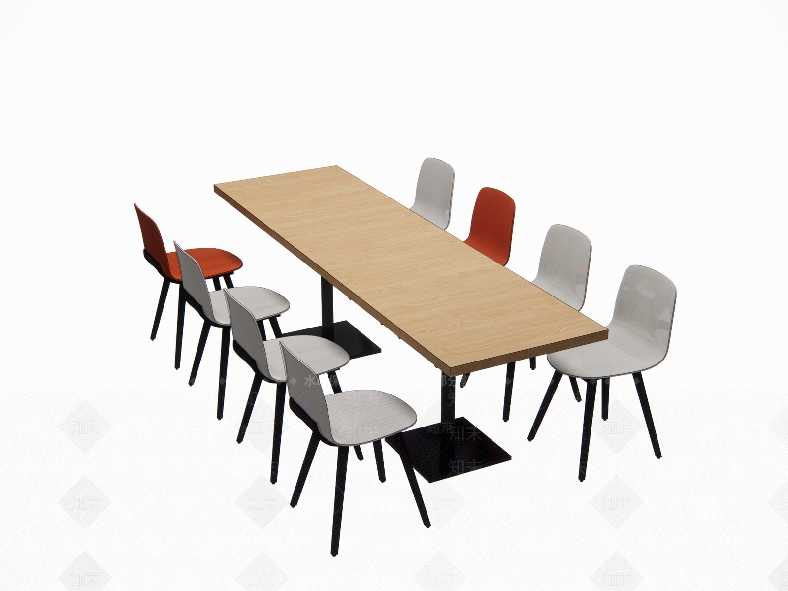 现代食堂餐桌椅SU模型下载【ID:1117668504】