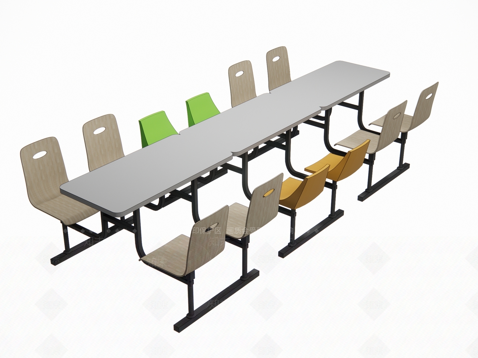 现代食堂餐桌椅SU模型下载【ID:1117668513】