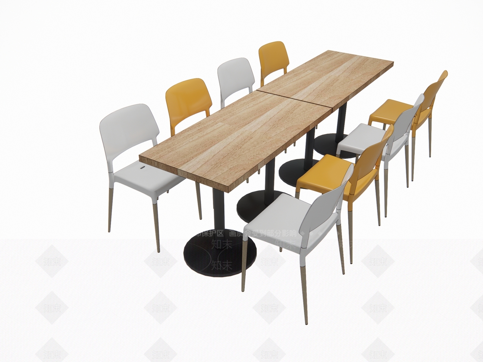 现代食堂餐桌椅SU模型下载【ID:1117668540】