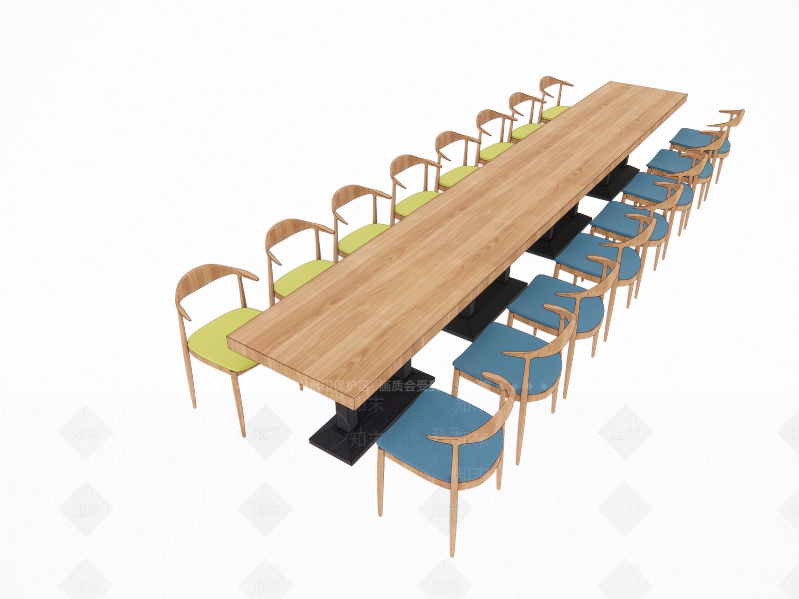 现代食堂餐桌椅SU模型下载【ID:1117668437】
