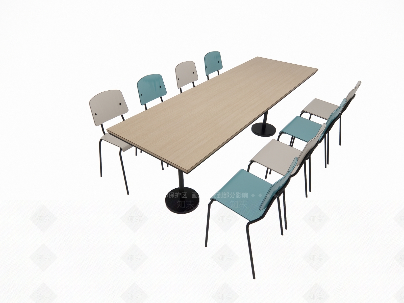 现代食堂餐桌椅SU模型下载【ID:1117668405】