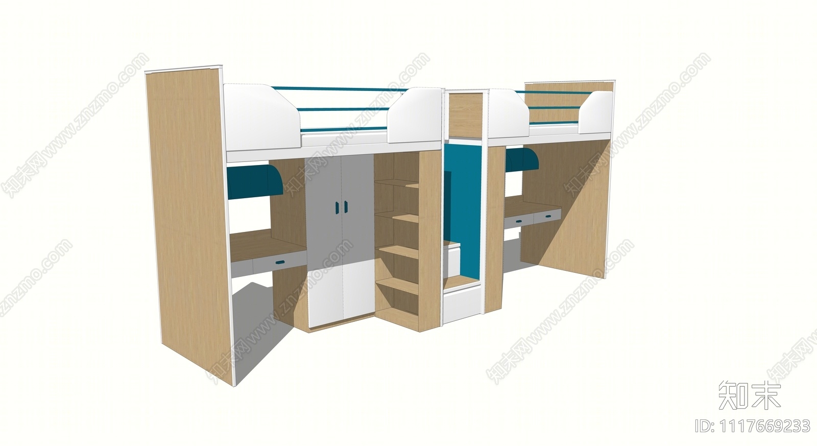 现代双层床SU模型下载【ID:1117669233】
