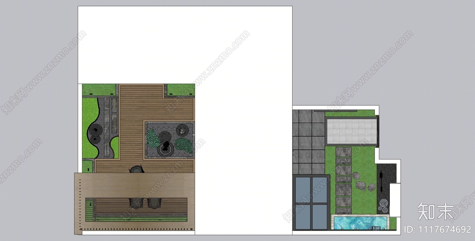 新中式庭院花园SU模型下载【ID:1117674692】