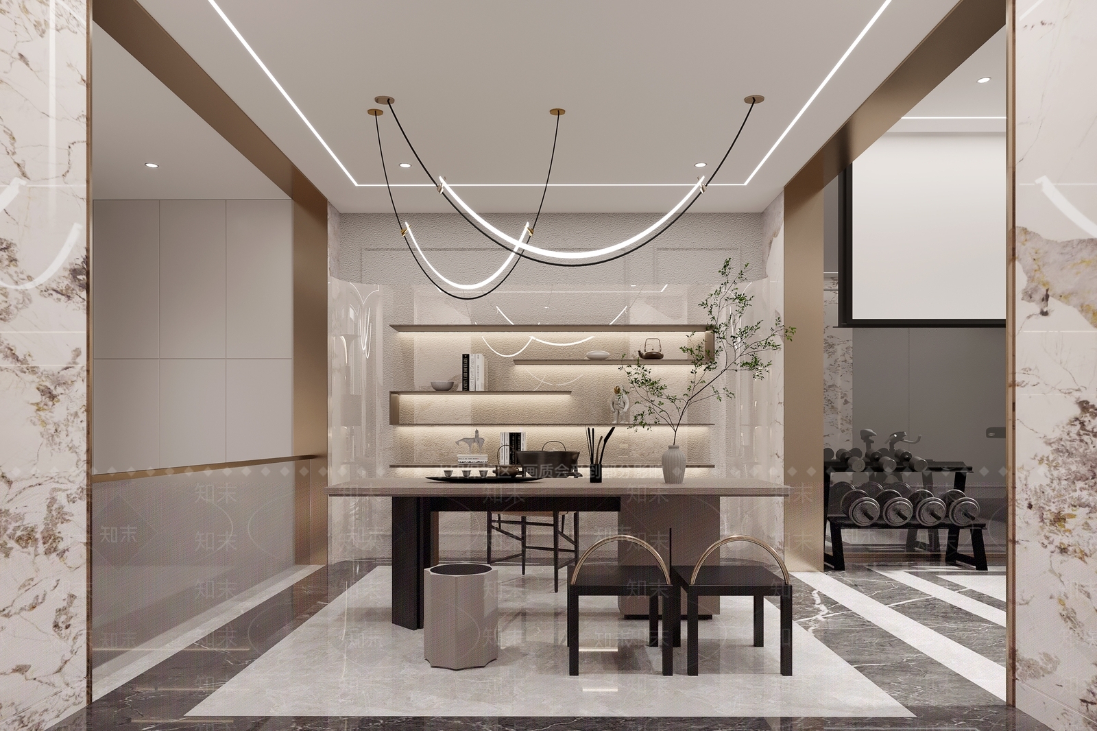 现代地下室健身房3D模型下载【ID:1117686253】