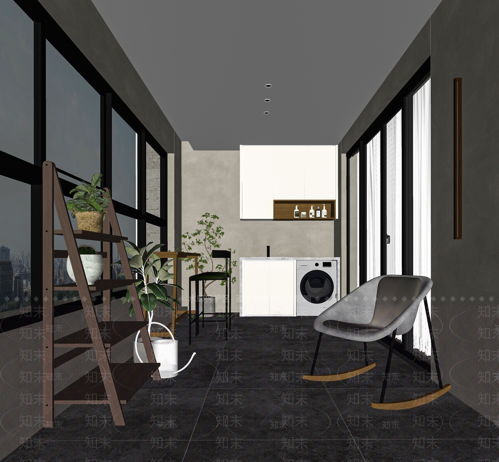 现代家居阳台SU模型下载【ID:1117687979】