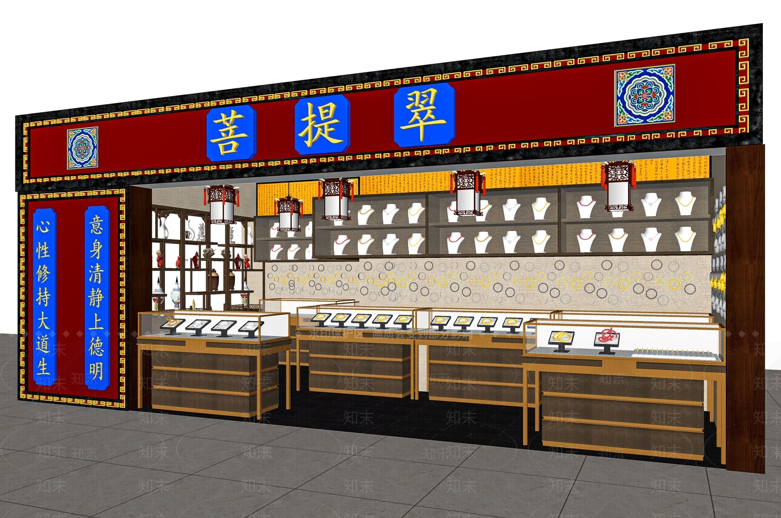 新中式珠宝店SU模型下载【ID:1117689668】