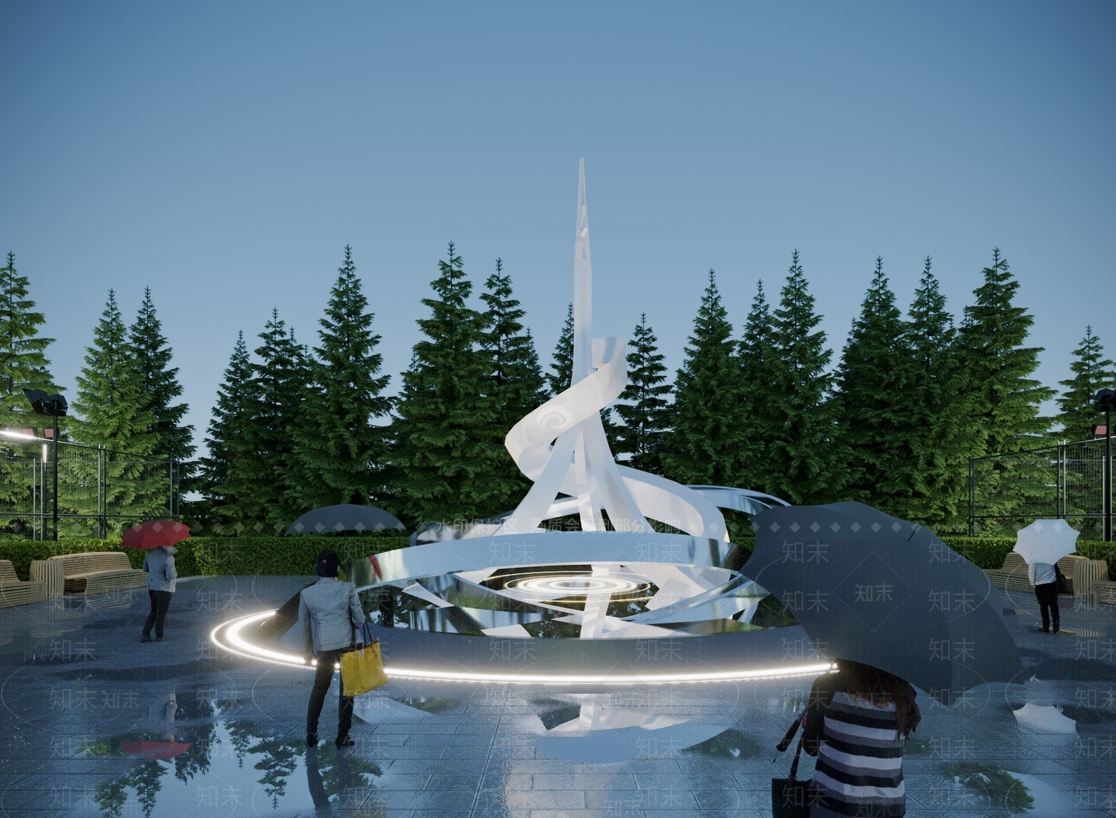 现代广场雕塑3D模型下载【ID:1117694844】