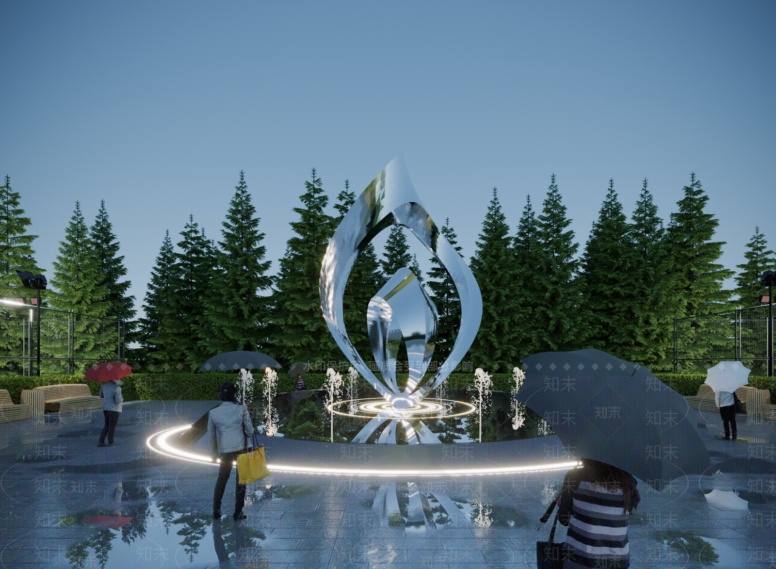 现代广场雕塑3D模型下载【ID:1117695642】