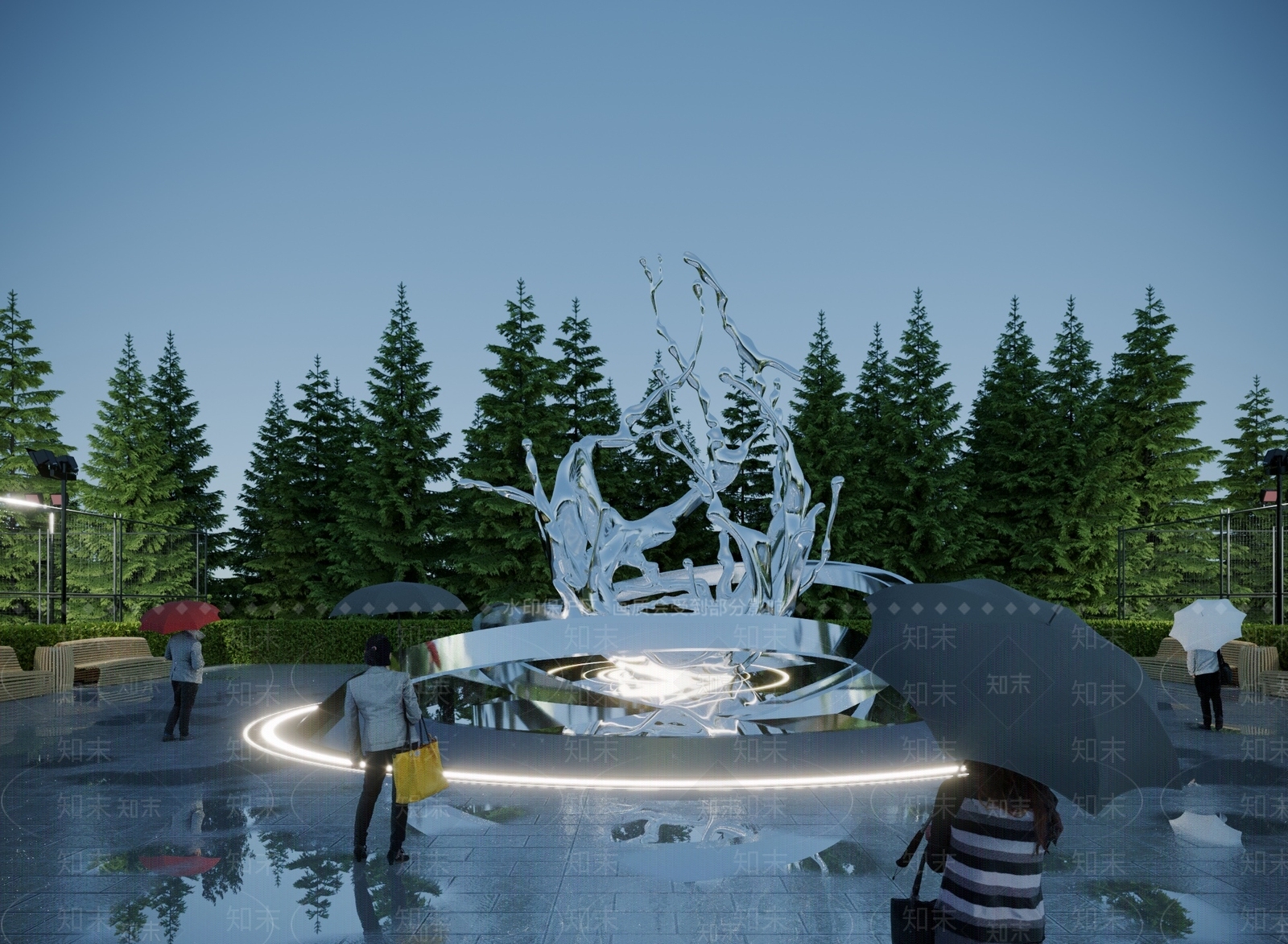 现代广场雕塑3D模型下载【ID:1117696031】