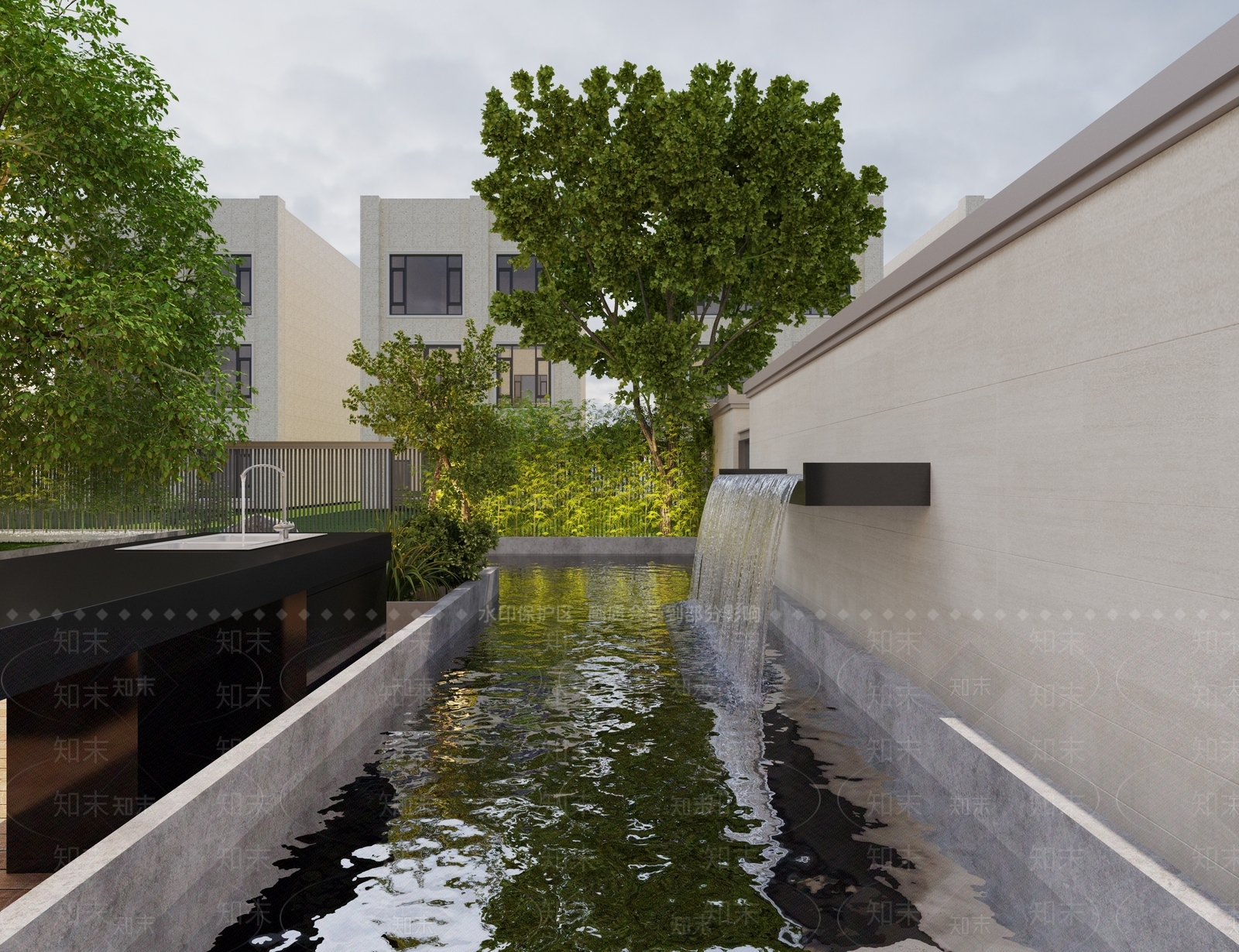 现代庭院水景3D模型下载【ID:1117704679】