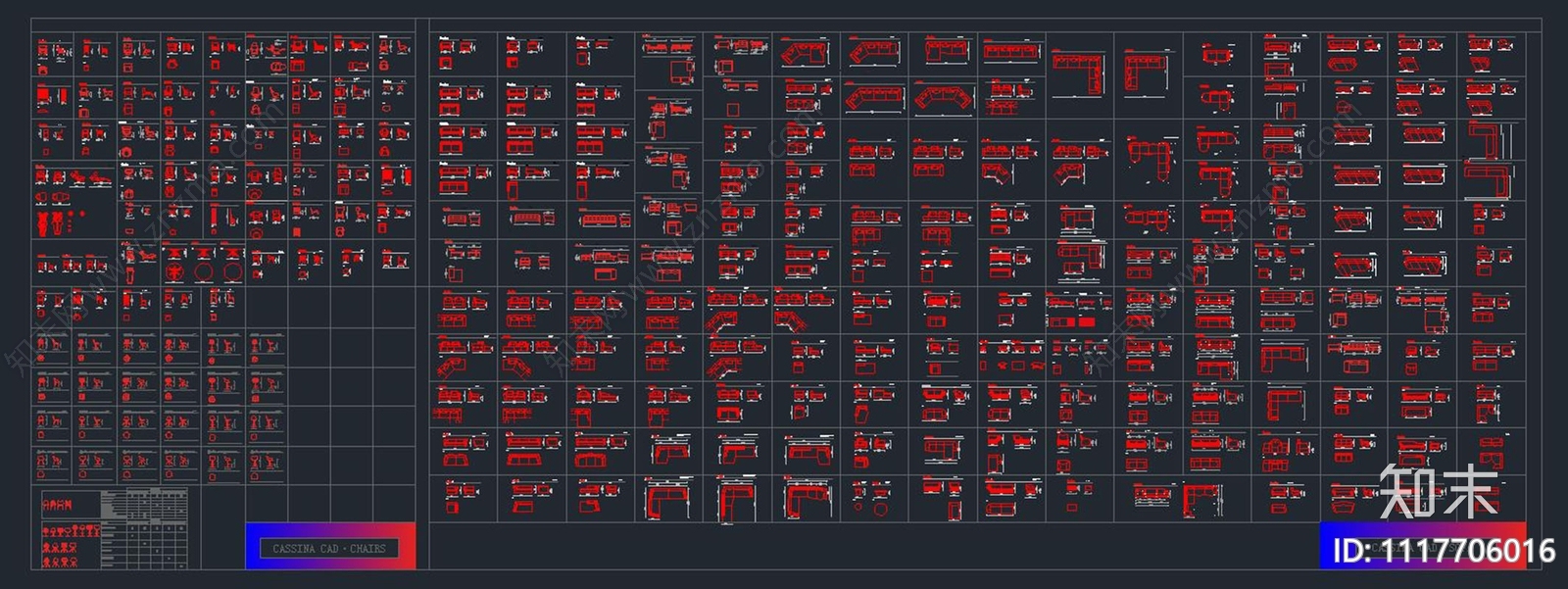 国外家居品牌CASSINA家具CAD图块cad施工图下载【ID:1117706016】