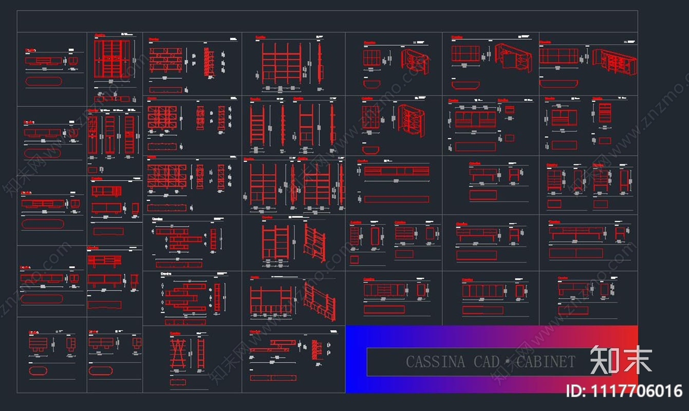 国外家居品牌CASSINA家具CAD图块cad施工图下载【ID:1117706016】