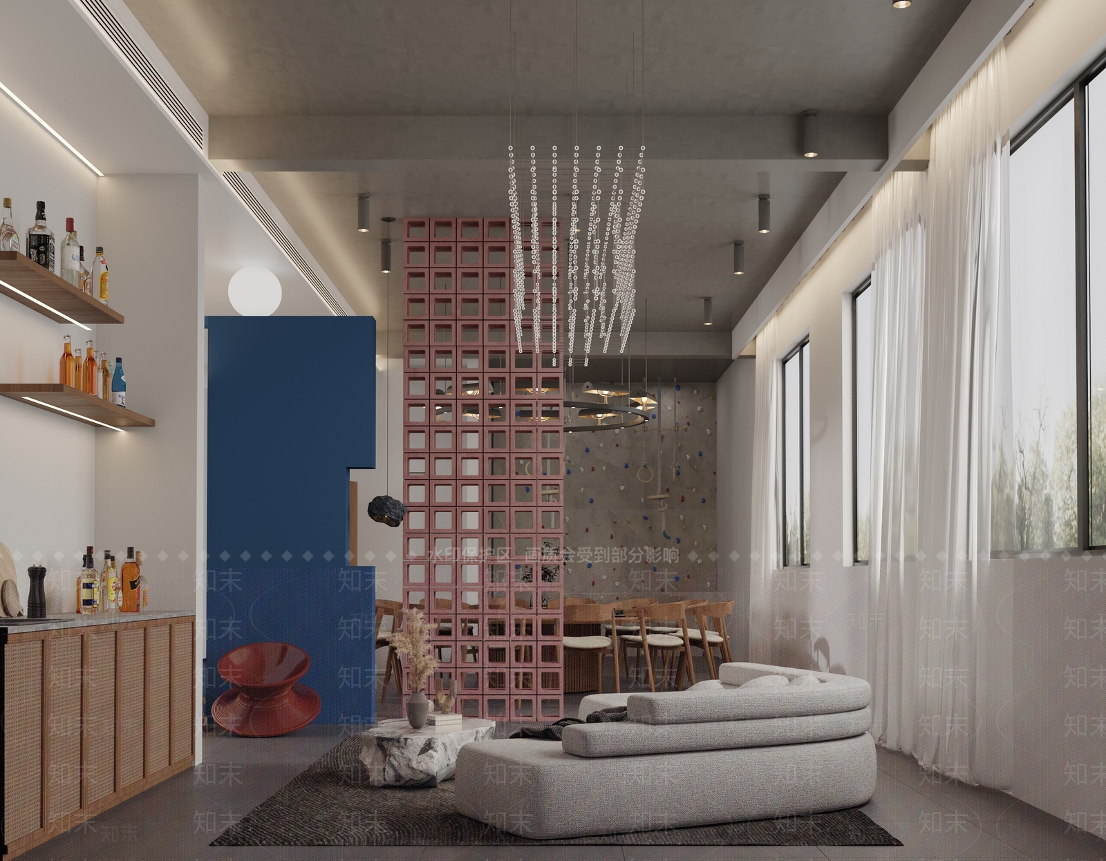 现代民宿客厅3D模型下载【ID:1117706543】