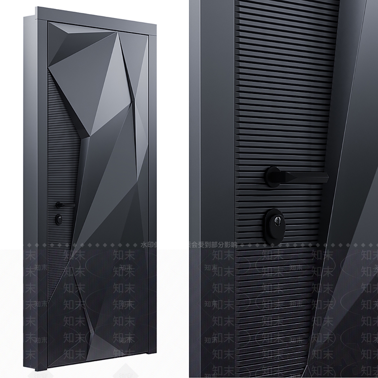 现代几何造型单开门3D模型下载【ID:1117708614】