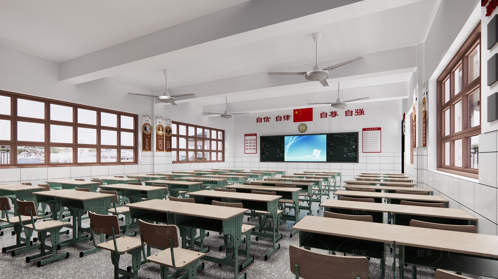 现代学校普通教室SU模型下载【ID:1117709679】